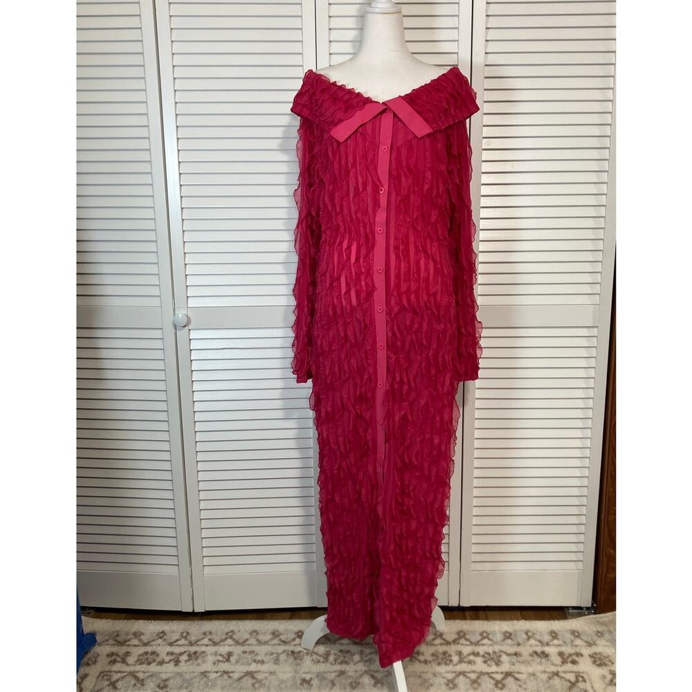 NWT Adogirl Rose Red Off Shoulder Shear Ruffle Pleated Maxi Clubwear Dress XL